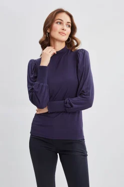 Elie Tahari Smocked Turtleneck Knit- Tops & Sweaters