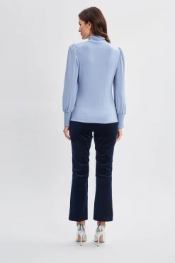 Elie Tahari Smocked Turtleneck Knit- Tops & Sweaters