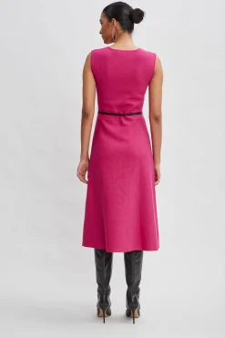 Elie Tahari Square Neck Belted Sweater Dress- Dresses & Jumpsuits|Sleeveless Dresses