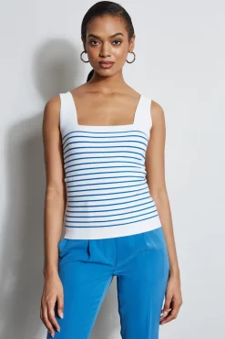 Elie Tahari Stripe Square Neck Sweater- Tops & Sweaters