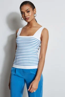 Elie Tahari Stripe Square Neck Sweater- Tops & Sweaters