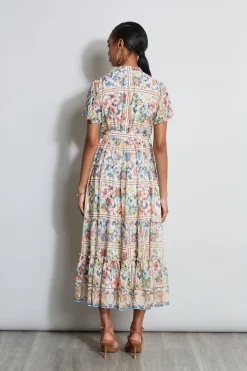 Elie Tahari Summer Palace Belted Dress- Dresses & Jumpsuits|Short Sleeve Dresses