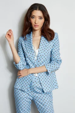 Elie Tahari Sun Print Single Button Blazer- Jackets & Blazers