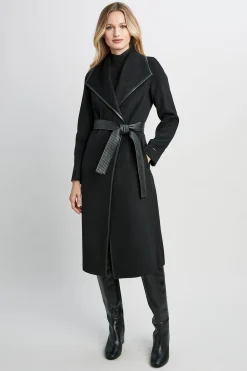 Elie Tahari Tahari Double Face Vegan Trim Wool Coat- Coats