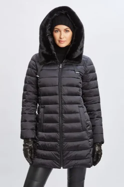 Elie Tahari Tahari Faux Fur Collar Puffer Coat- Coats