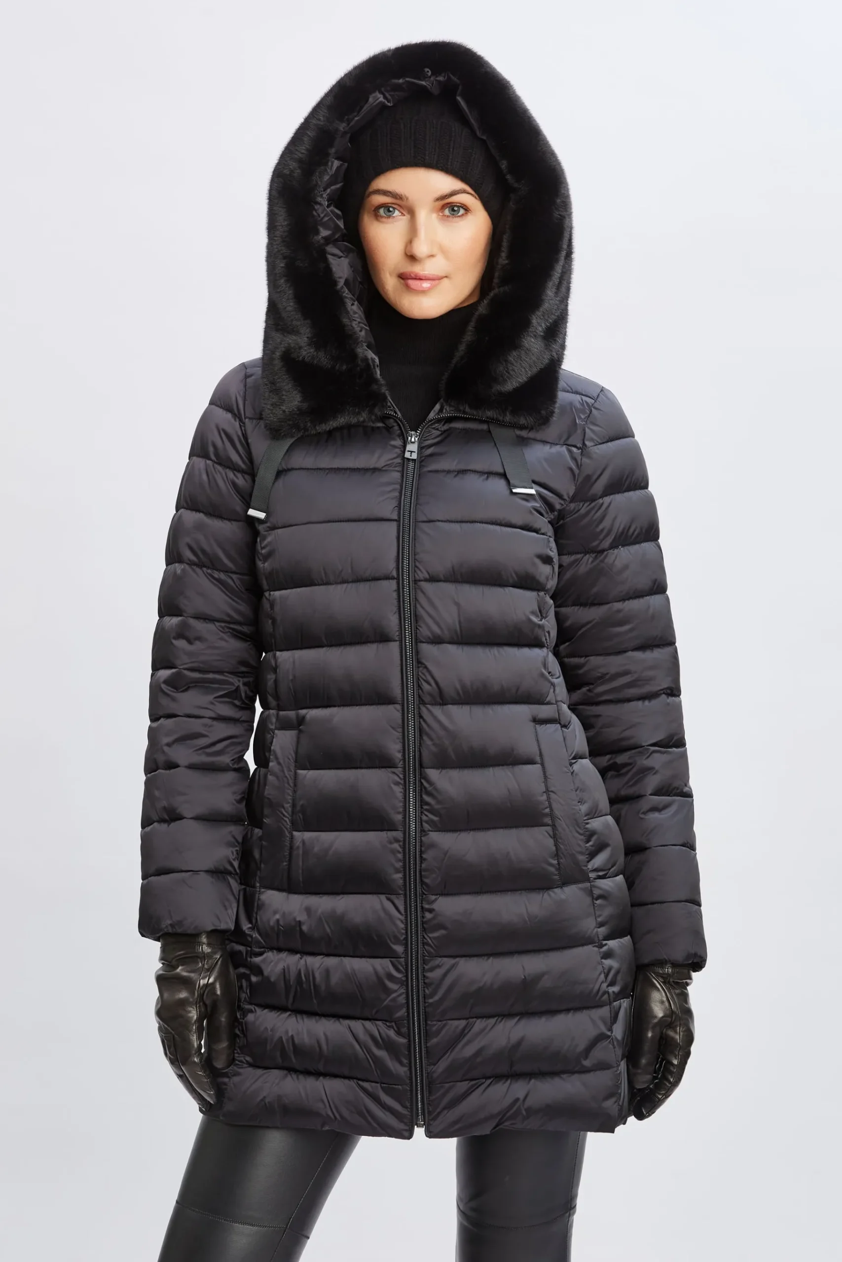 Elie Tahari Tahari Faux Fur Collar Puffer Coat- Coats