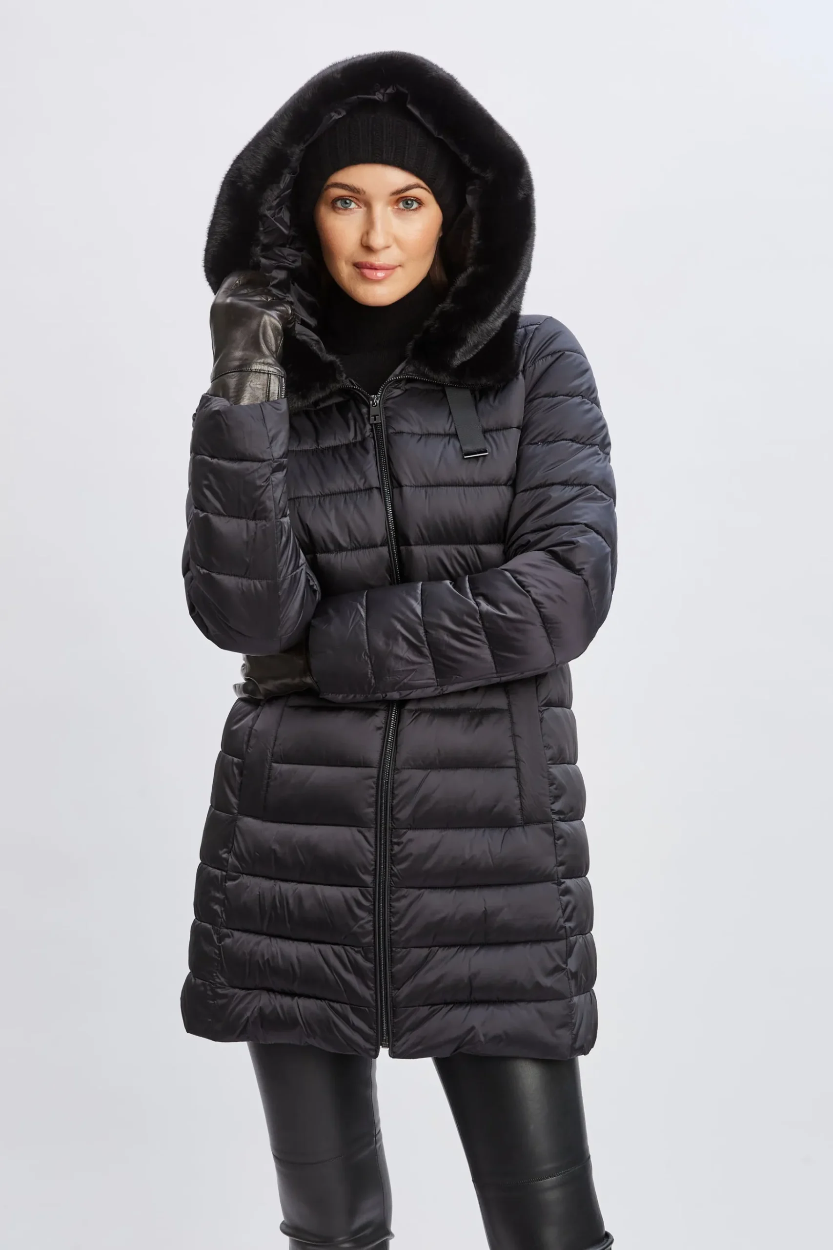 Elie Tahari Tahari Faux Fur Collar Puffer Coat- Coats