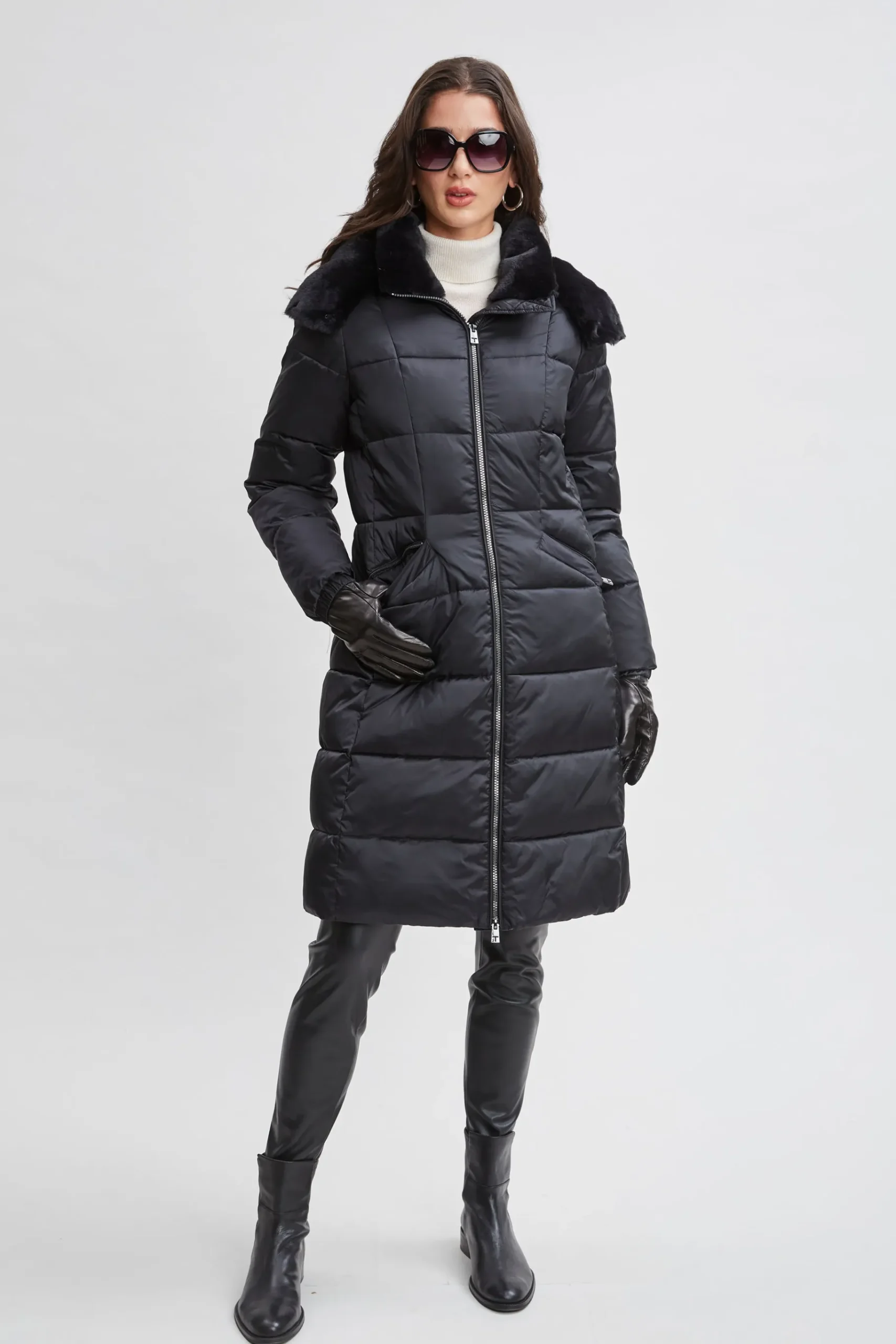 Elie Tahari Tahari Faux Fur Trimmed Puffer Coat- Coats