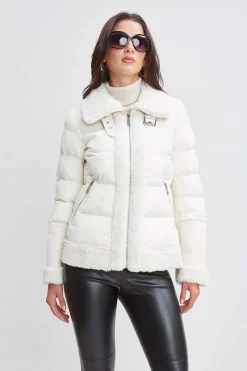Elie Tahari Tahari Faux Shearling Puffer Coat- Coats