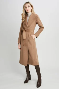 Elie Tahari Tahari Long Double Face Wool Blend Wrap Coat- Coats