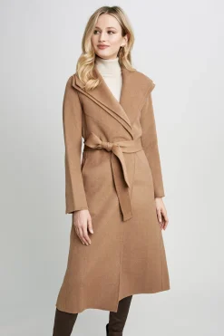 Elie Tahari Tahari Long Double Face Wool Blend Wrap Coat- Coats