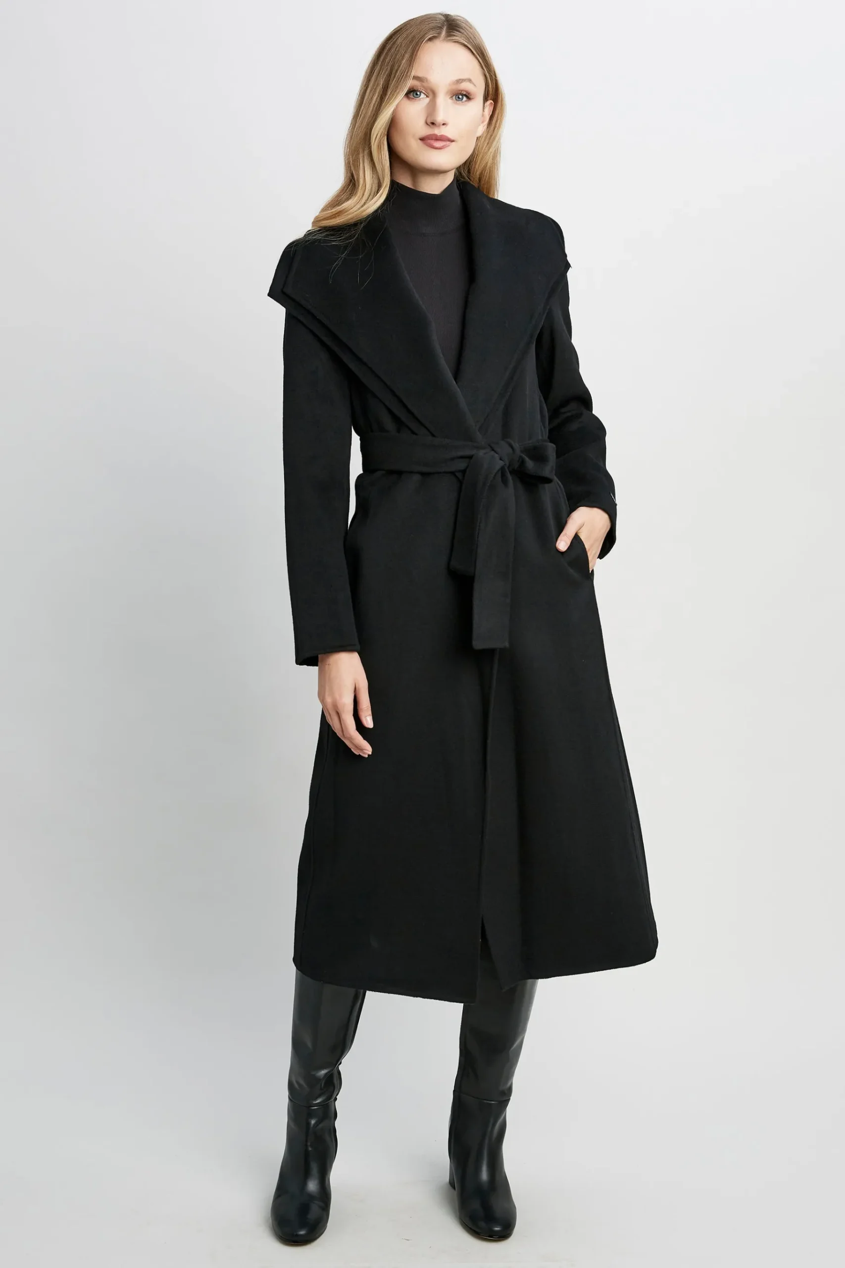Elie Tahari Tahari Long Double Face Wool Blend Wrap Coat- Coats