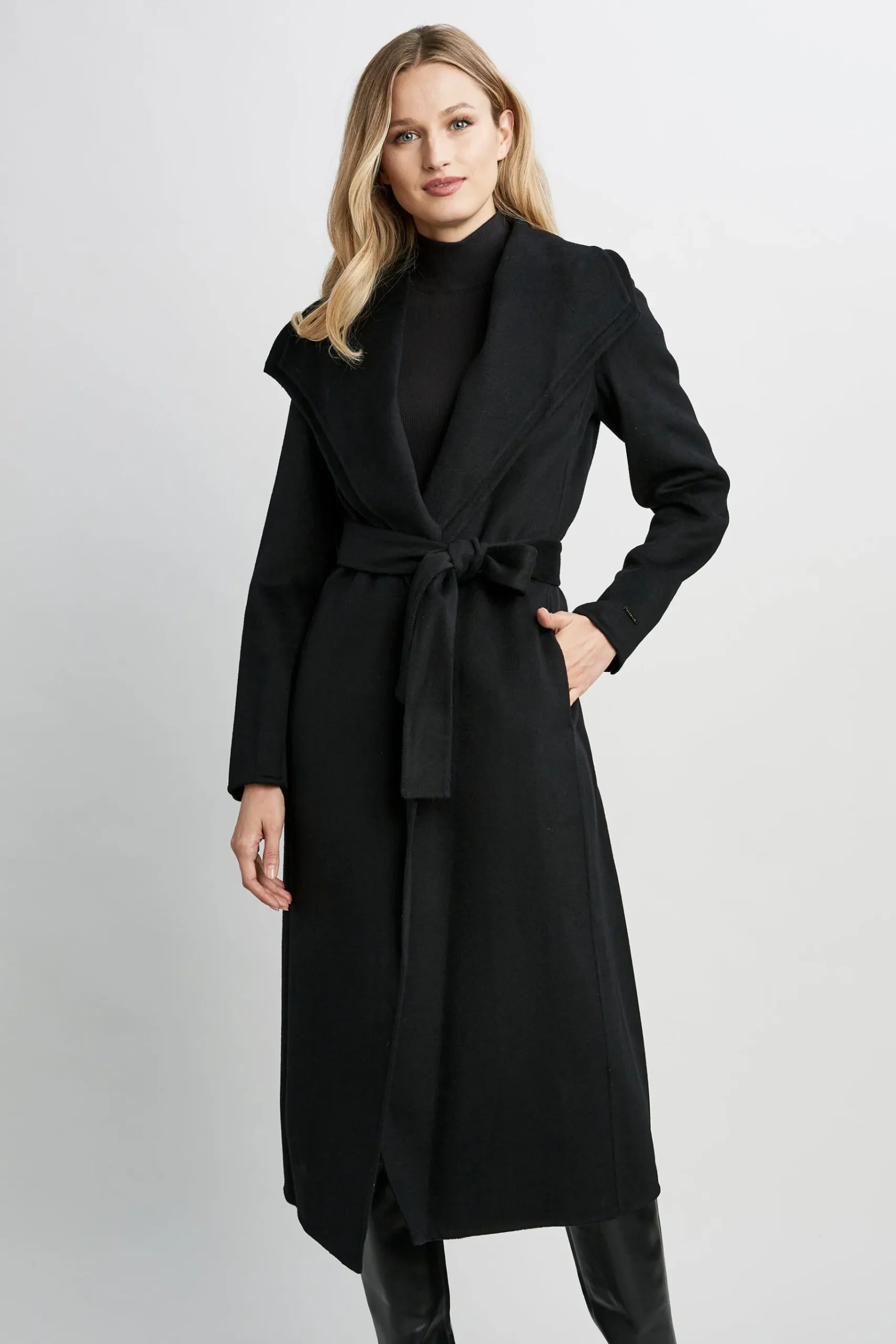 Elie Tahari Tahari Long Double Face Wool Blend Wrap Coat- Coats