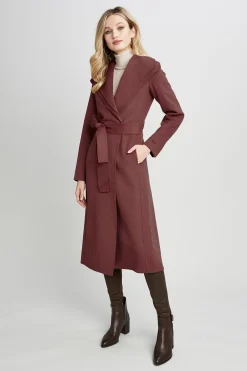 Elie Tahari Tahari Long Double Face Wool Blend Wrap Coat- Coats