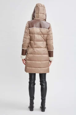 Elie Tahari Tahari Shearling Trim Puffer Coat- Coats
