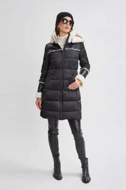 Elie Tahari Tahari Shearling Trim Puffer Coat- Coats