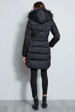 Elie Tahari Tahari Stitched Faux Fur Hood Puffer Coat- Coats