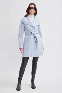Elie Tahari Tahari Wool Blend Double Face Wrap Coat- Coats