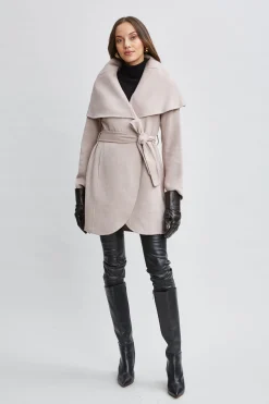 Elie Tahari Tahari Wool Blend Shawl Collar Wrap Coat- Coats