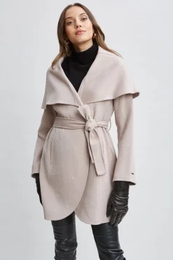 Elie Tahari Tahari Wool Blend Shawl Collar Wrap Coat- Coats