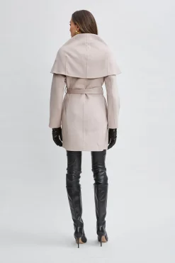 Elie Tahari Tahari Wool Blend Shawl Collar Wrap Coat- Coats