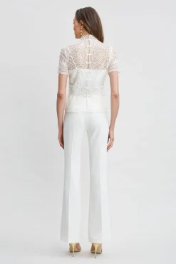 Elie Tahari Tape Applique Mock Neck Shirt- Tops & Sweaters