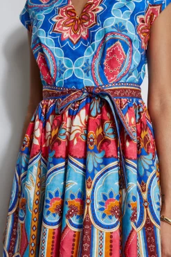 Elie Tahari Tapestry Floral Cotton Midi Dress- Dresses & Jumpsuits|Midi Dresses