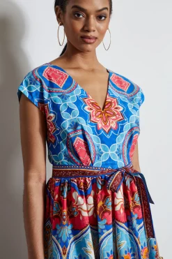 Elie Tahari Tapestry Floral Cotton Midi Dress- Dresses & Jumpsuits|Midi Dresses