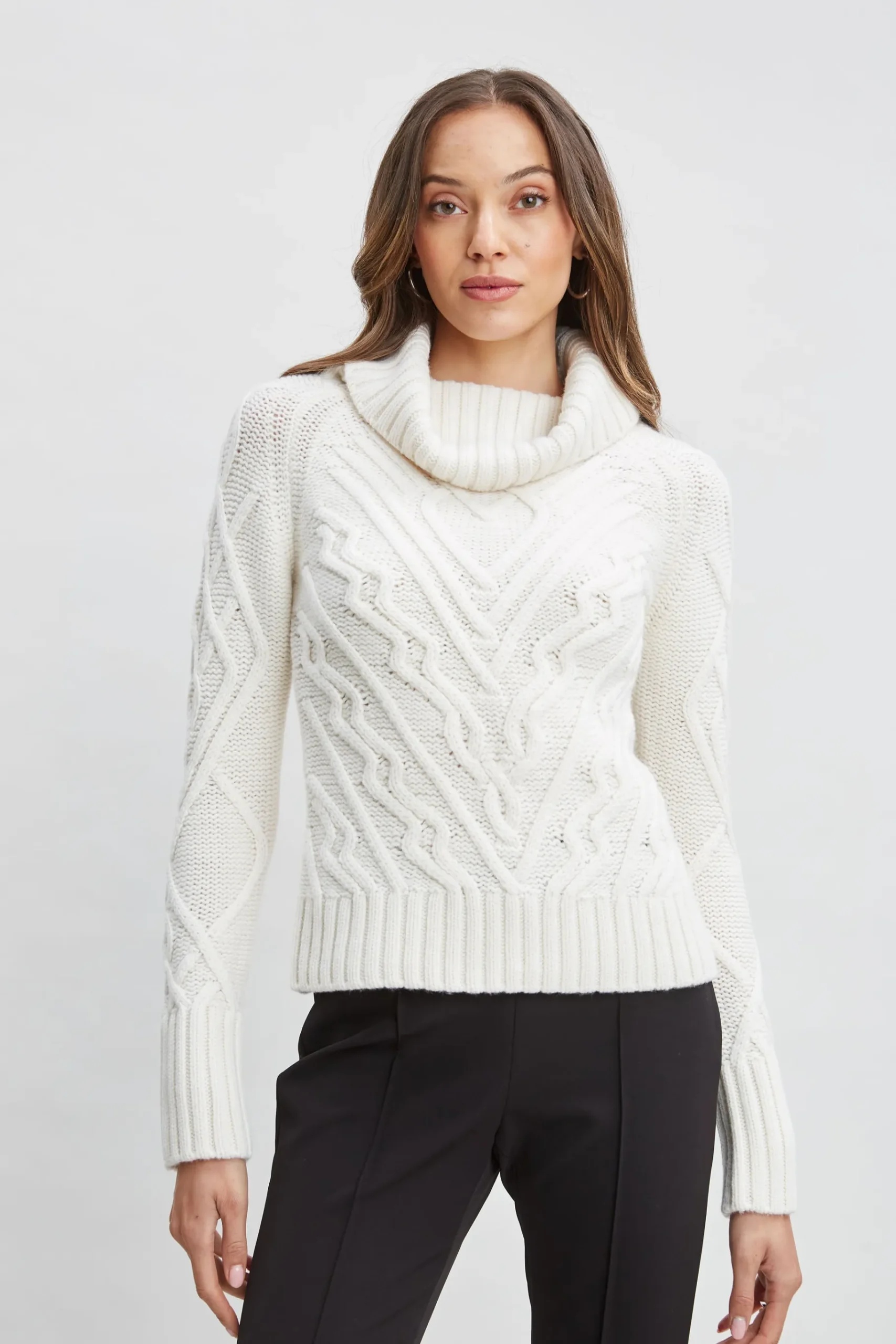 Elie Tahari Texture Turtleneck Wool Sweater- Tops & Sweaters