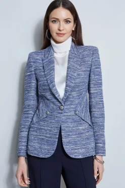 Elie Tahari Tweed Panel Single Button Blazer- Jackets & Blazers