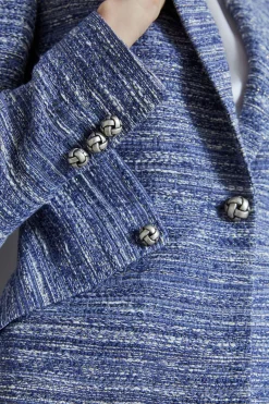 Elie Tahari Tweed Panel Single Button Blazer- Jackets & Blazers