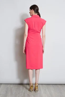 Elie Tahari Twist Button Dress- Dresses & Jumpsuits|Short Sleeve Dresses