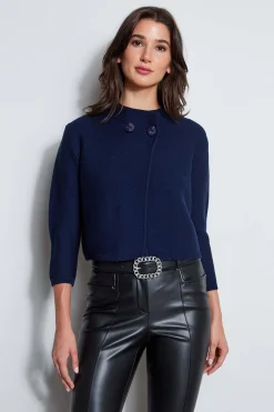 Elie Tahari Two Button Wool Sweater- Tops & Sweaters|Suiting