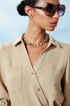 Elie Tahari Utility Tie Shirt Dress- Dresses & Jumpsuits