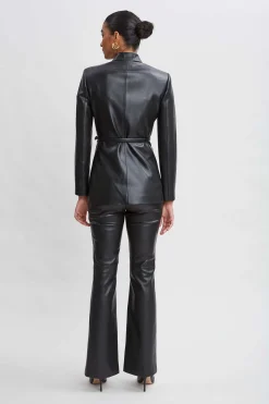 Elie Tahari Vegan Leather Belted Blazer- Jackets & Blazers|Suiting