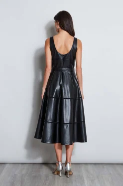 Elie Tahari Vegan Leather Fit & Flare Dress- Dresses & Jumpsuits|Sleeveless Dresses