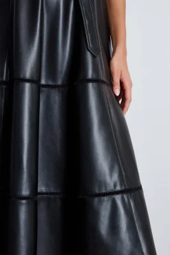 Elie Tahari Vegan Leather Fit & Flare Dress- Dresses & Jumpsuits|Sleeveless Dresses