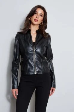 Elie Tahari Vegan Leather Moto Jacket- Jackets & Blazers|Suiting