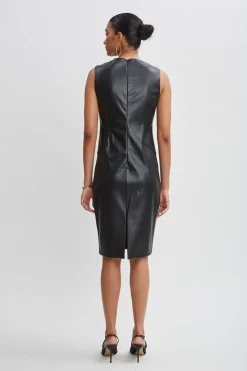 Elie Tahari Vegan Leather Side Panel Dress- Dresses & Jumpsuits|Sleeveless Dresses