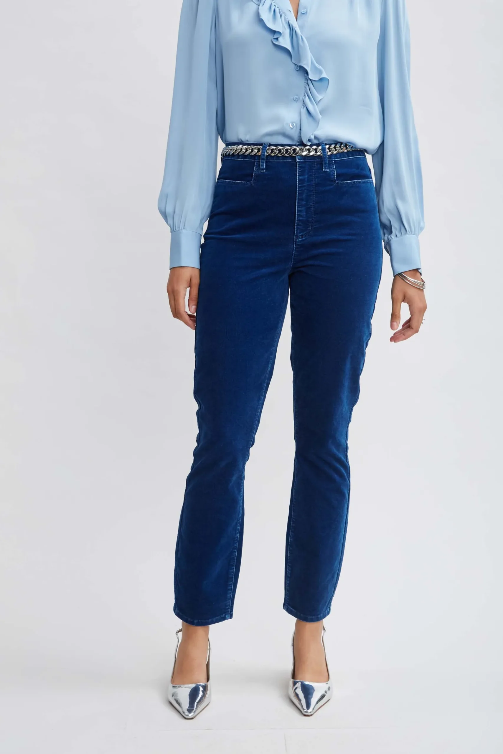 Elie Tahari Washed Velvet Slim Pant- Bottoms