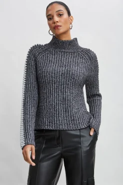 Elie Tahari Whipstitch Cotton Wool Sweater- Tops & Sweaters