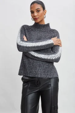 Elie Tahari Whipstitch Cotton Wool Sweater- Tops & Sweaters