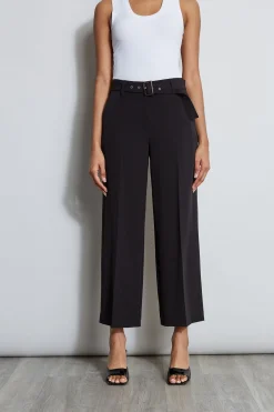 Elie Tahari Wide Leg Cropped Belted Pant- Bottoms