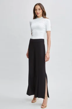 Elie Tahari Wide Leg Slit Pant- Bottoms|Suiting