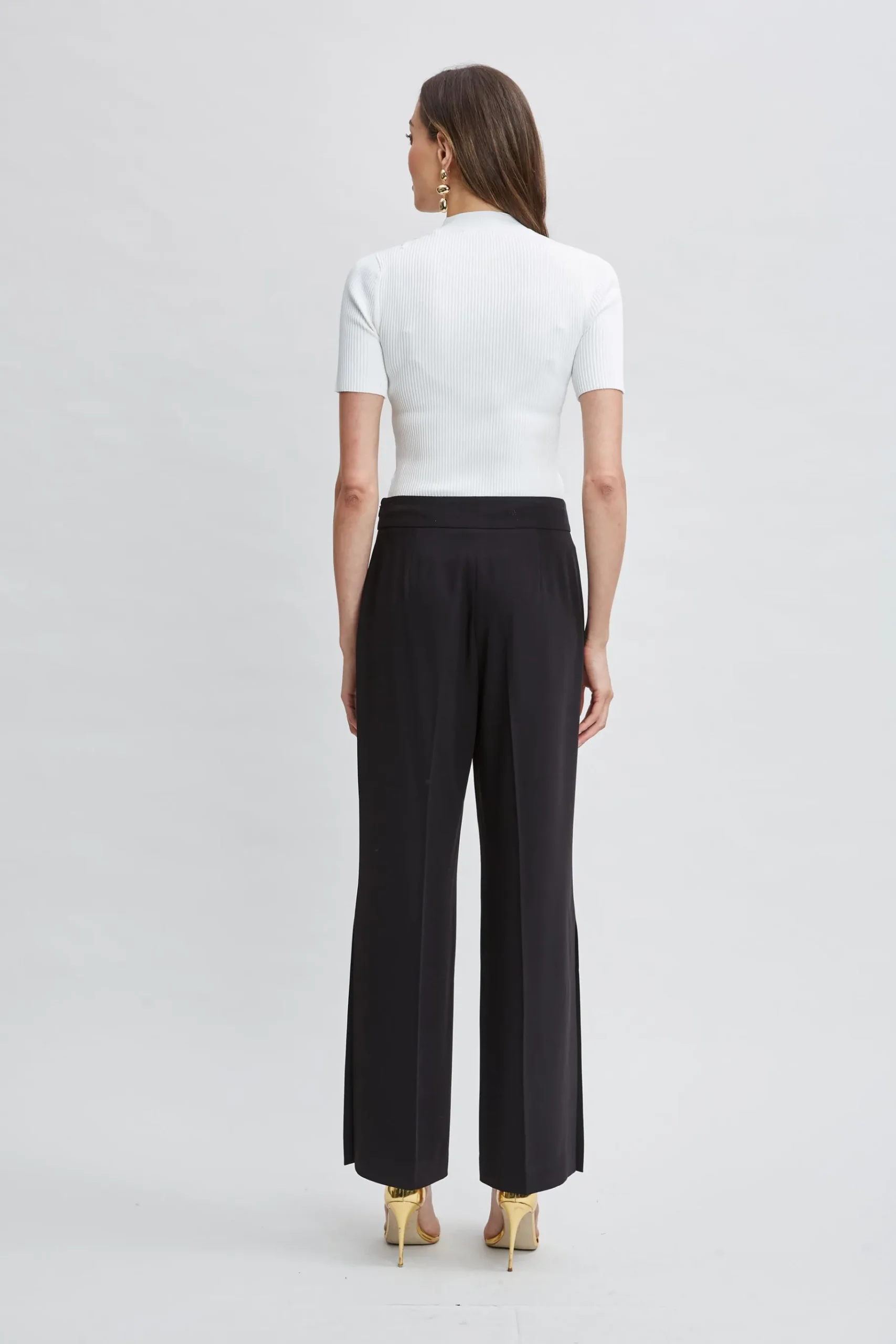 Elie Tahari Wide Leg Slit Pant- Bottoms|Suiting