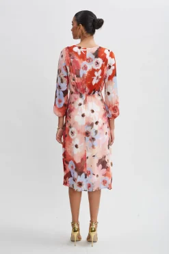 Elie Tahari Wintergarden Floral Dress- Dresses & Jumpsuits|Long Sleeve Dresses