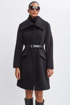 Elie Tahari Wool Belted Panel Coat- Coats