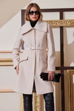 Elie Tahari Wool Belted Panel Coat- Coats