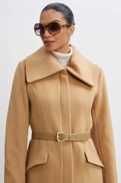 Elie Tahari Wool Belted Panel Coat- Coats